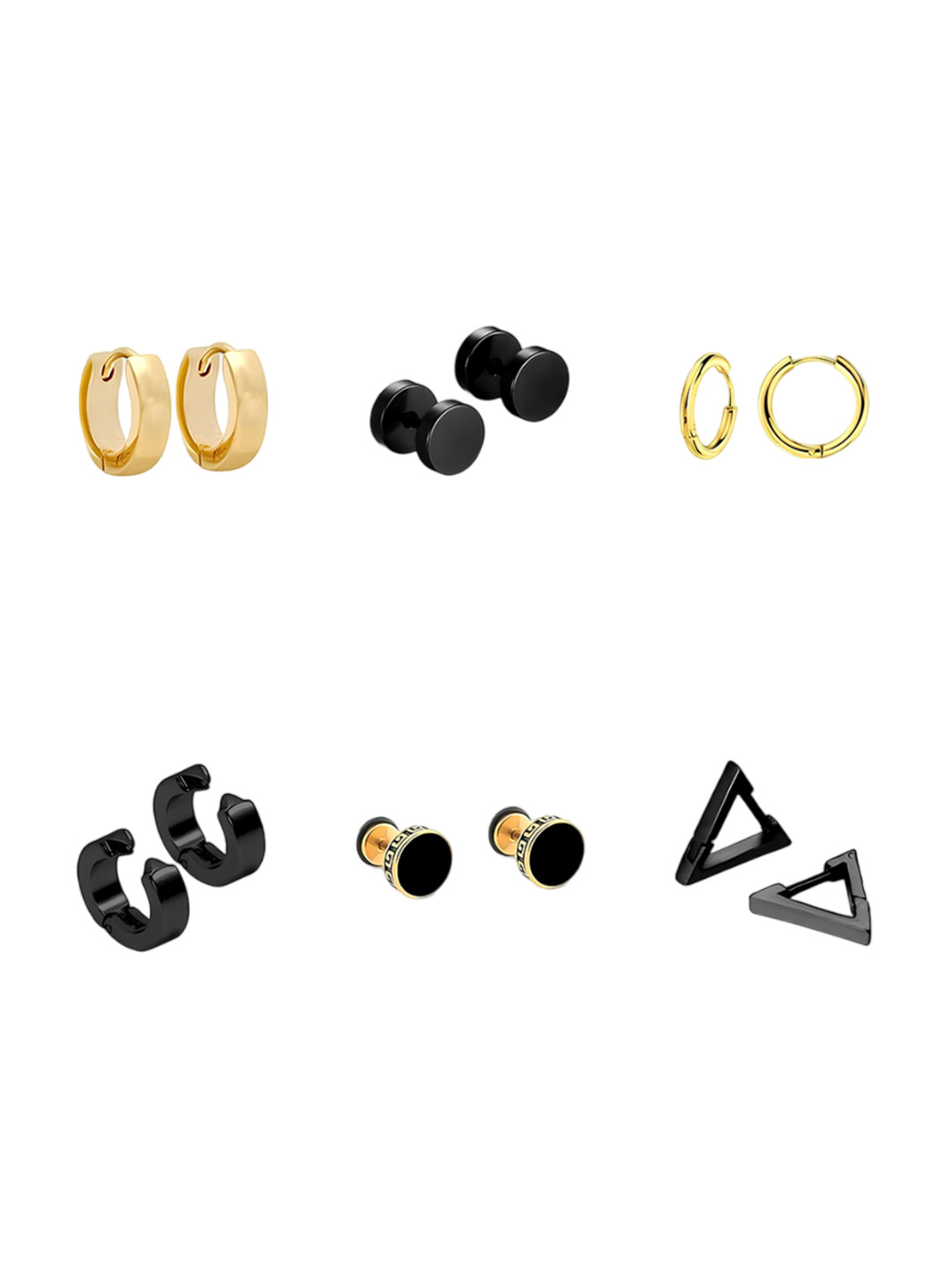 

KARISHMA KREATIONS Unisex Set Of 6 Gold-Plated Contemporary Studs Earrings
