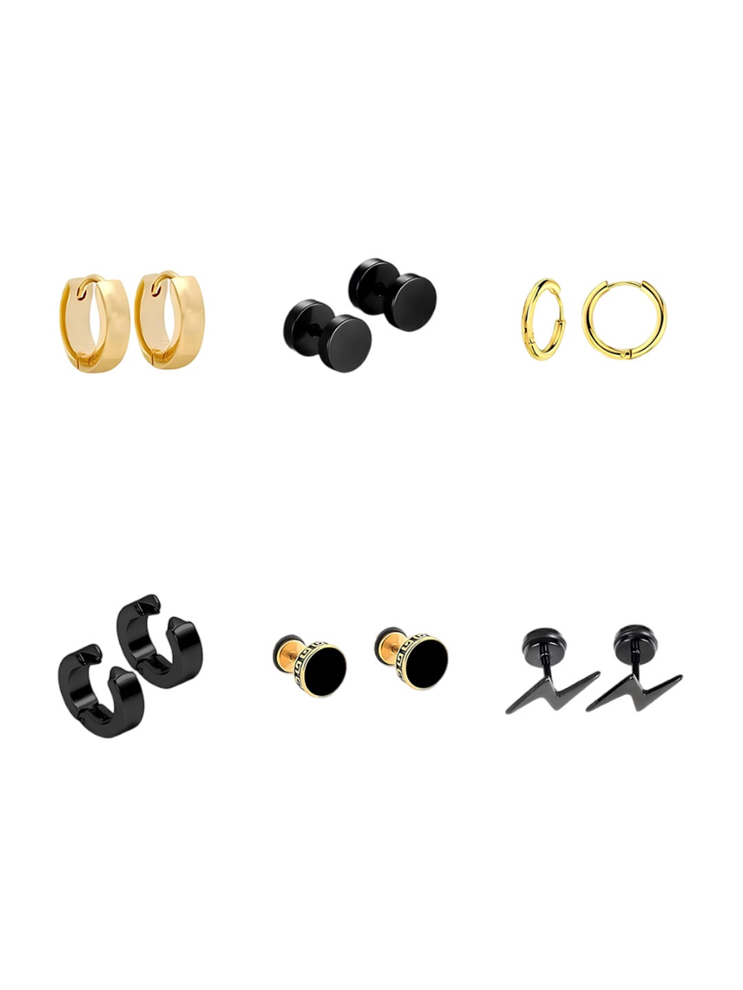 

KARISHMA KREATIONS Unisex Set Of 6 Gold-Plated Contemporary Studs Earrings