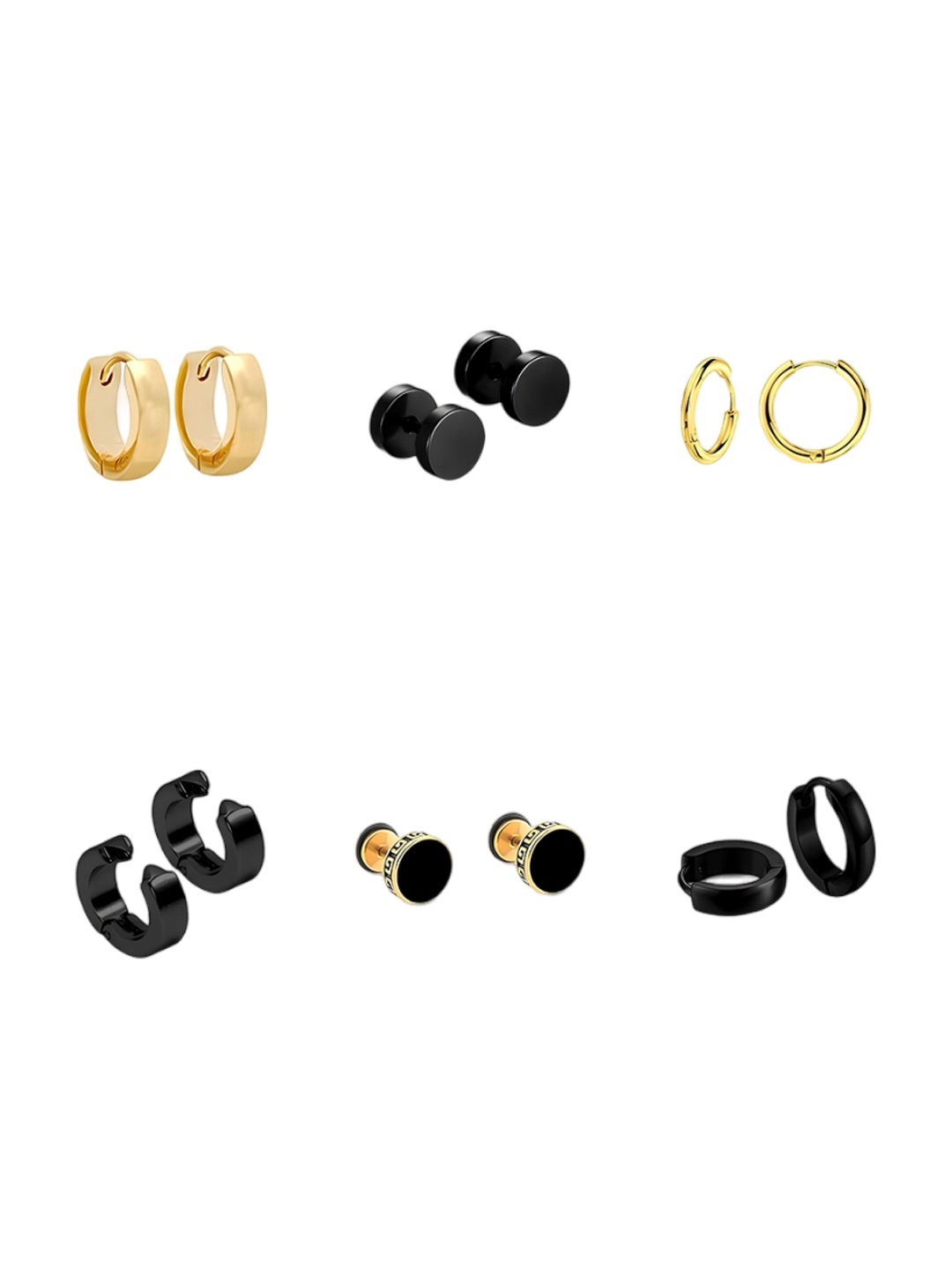 

KARISHMA KREATIONS Men Set Of 6 Gold-Plated Circular Stud Earrings