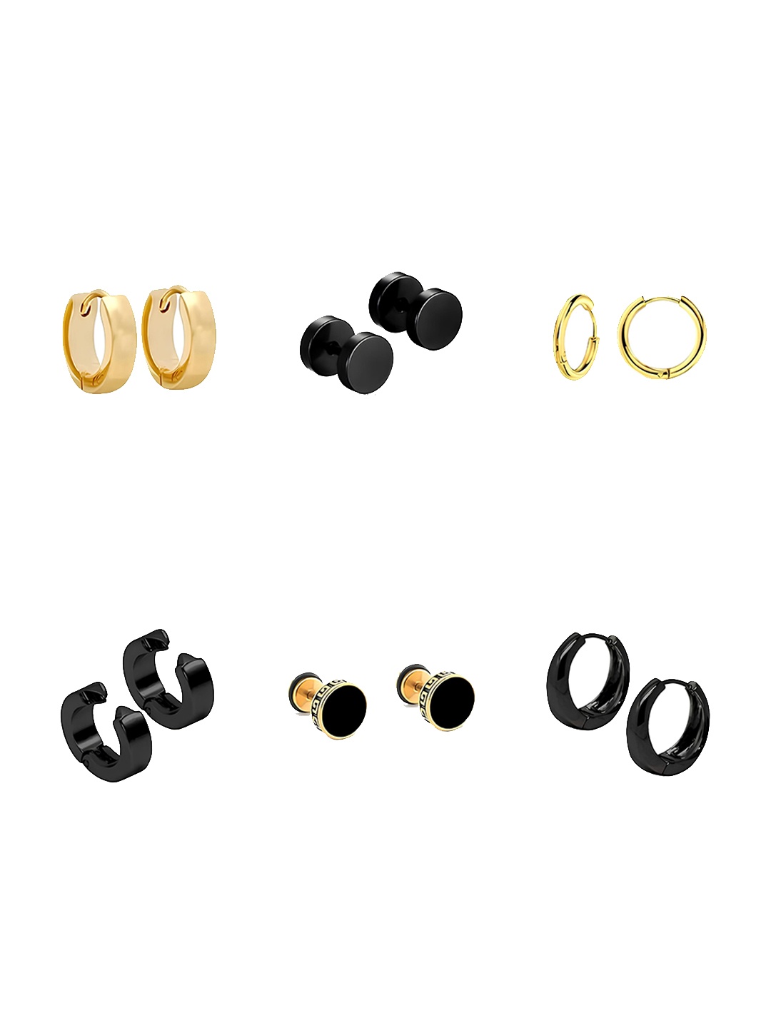 

KARISHMA KREATIONS Men Set Of 6 Gold-Plated Circular Stud Earrings