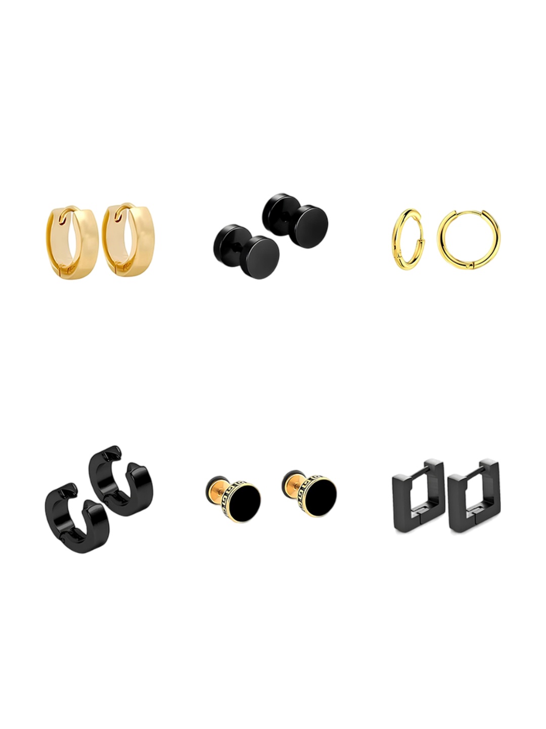 

KARISHMA KREATIONS Men Set Of 6 Gold-Plated Circular Stud Earrings