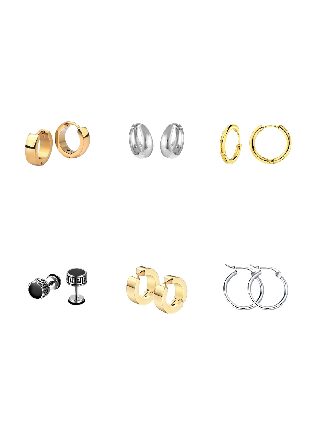 

KARISHMA KREATIONS Unisex Set Of 6 Gold-Plated Contemporary Studs Earrings