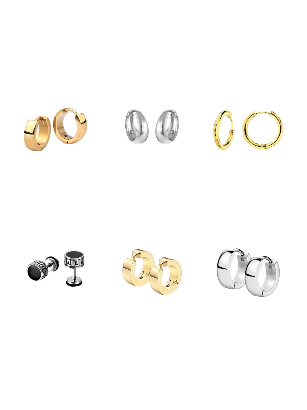 

KARISHMA KREATIONS Unisex Set Of 6 Gold-Plated Contemporary Studs Earrings