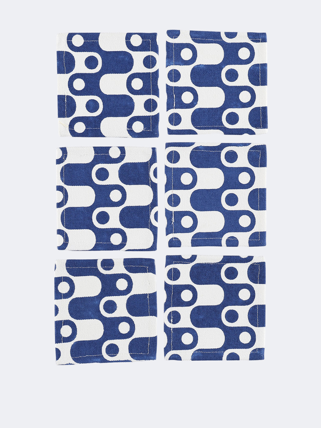 

Ratan Cart Blue & White 6 Pieces Printed Cotton Coasters