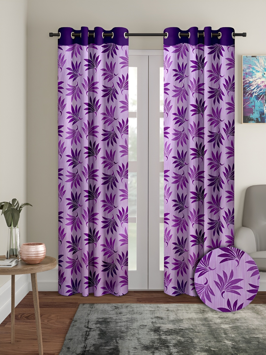 

Aura Lavender 2 Pieces Floral Door Curtains