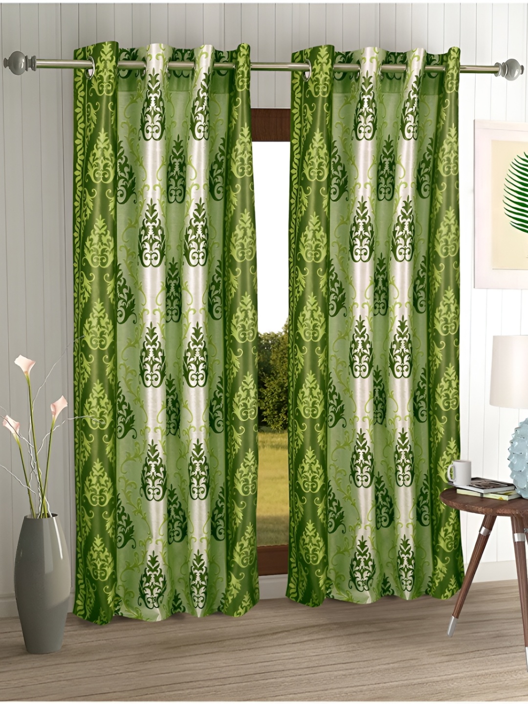 

Aura Green & Beige 2 Pieces Ethnic Motifs Door Curtains