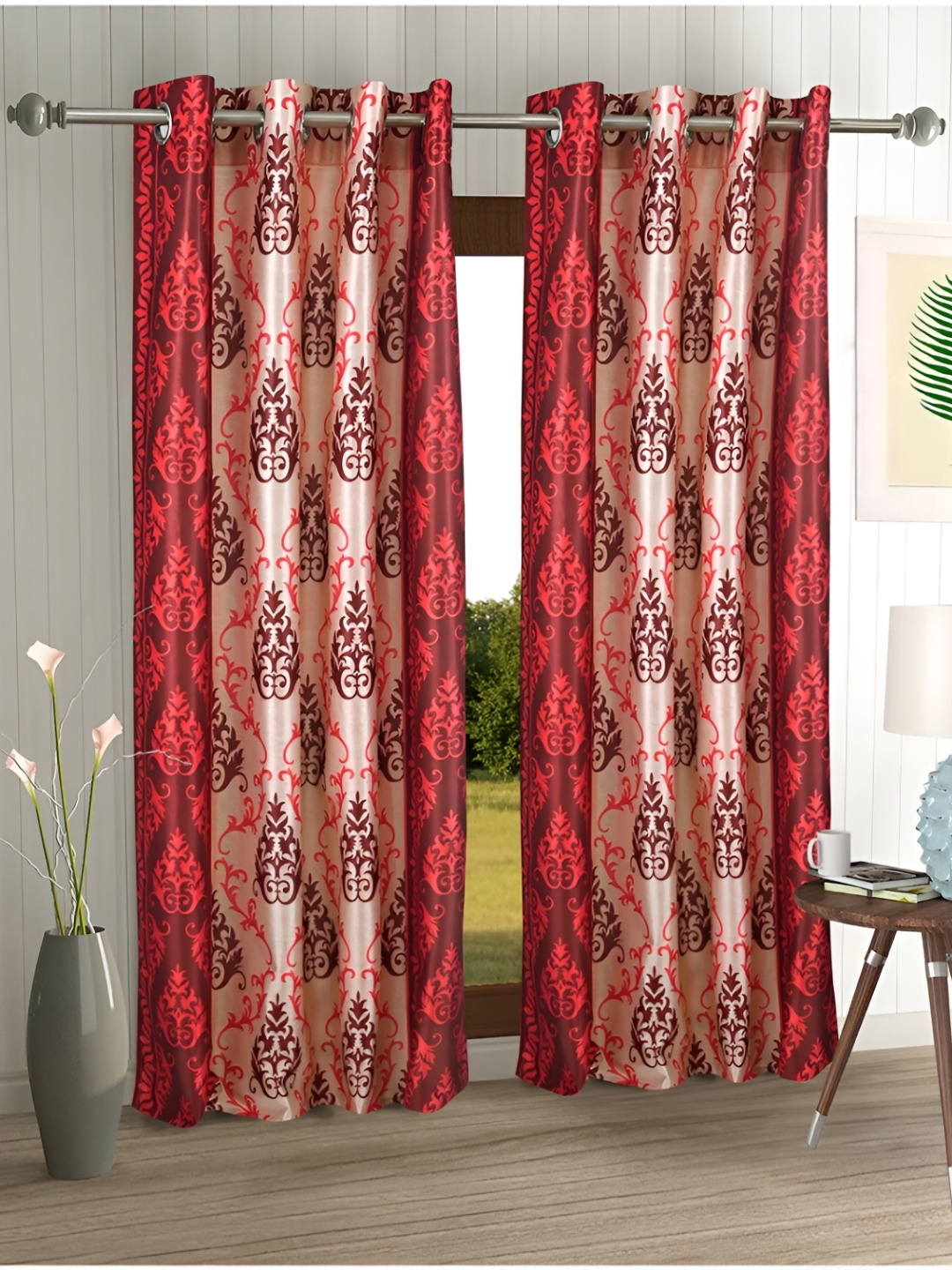 

Aura Red & Beige 2 Pieces Ethnic Motifs Regular Door Curtains