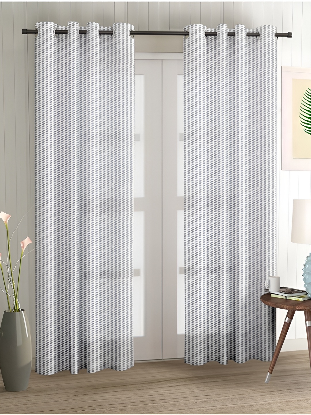 

Aura White 2 Pieces Sheer Long Door Curtains