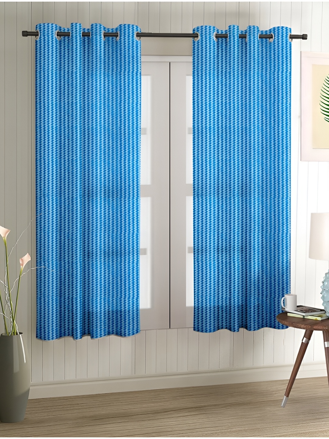 

Aura Blue 2 Pieces Sheer Window Curtains