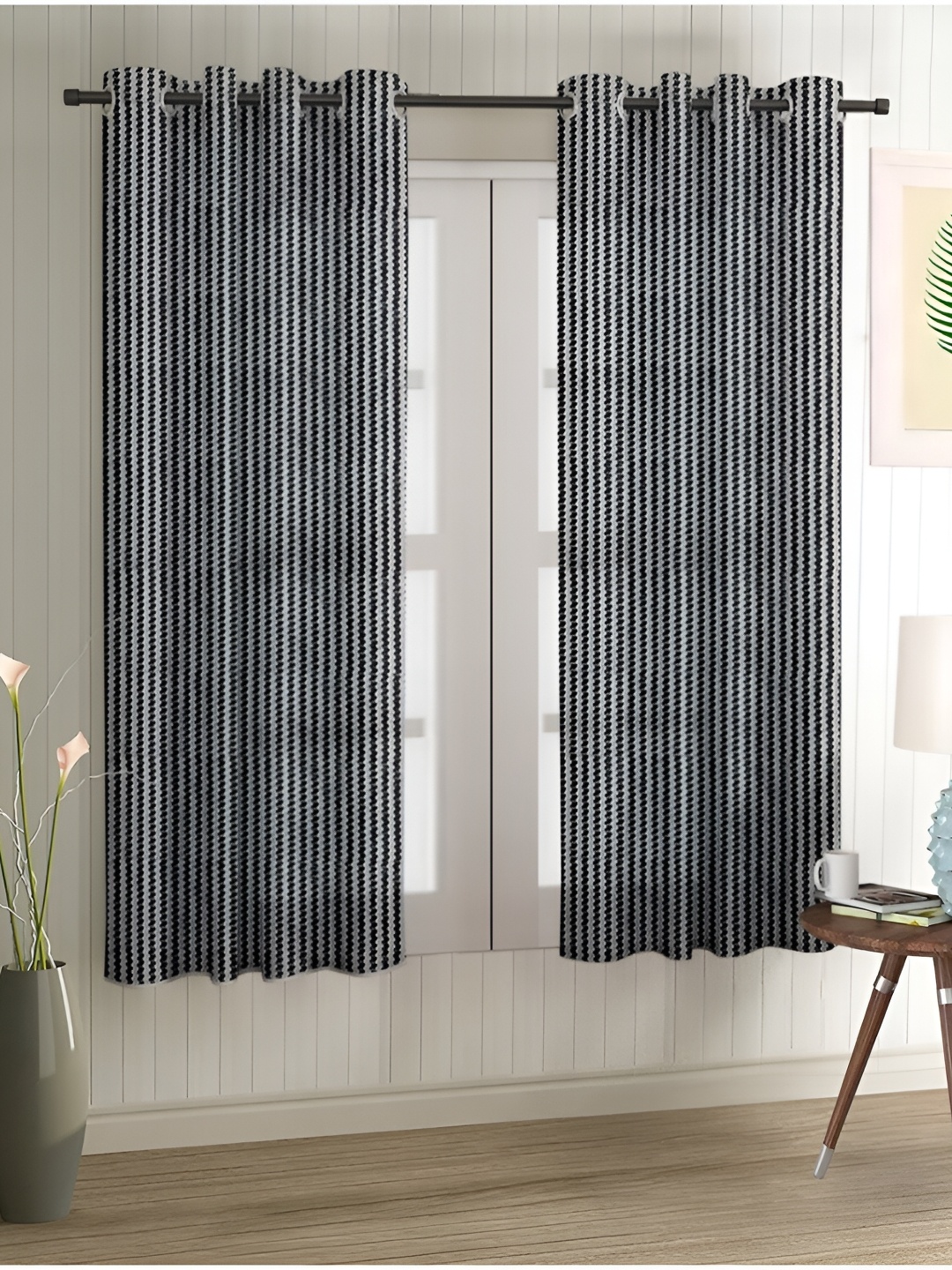 

Aura Black 2 Pieces Sheer Window Curtains