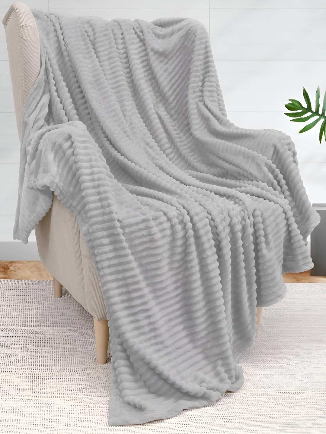 

Nivasam Grey Striped Microfiber AC Room Single Bed Blanket