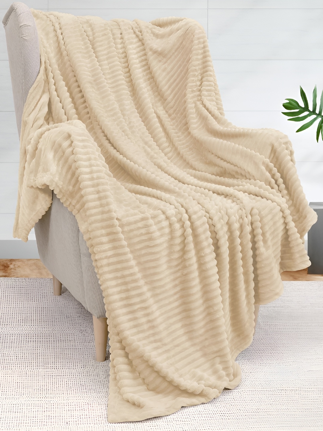 

Nivasam Beige Striped Microfiber AC Room Single Bed Blanket