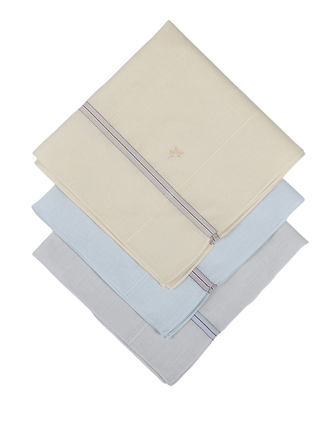 

Arrow Men Pack of 3 Striped Pure Cotton Handkerchief, Yellow