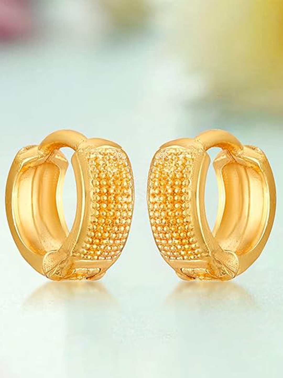 

Vighnaharta Gold-Plated Circular Hoop Earrings