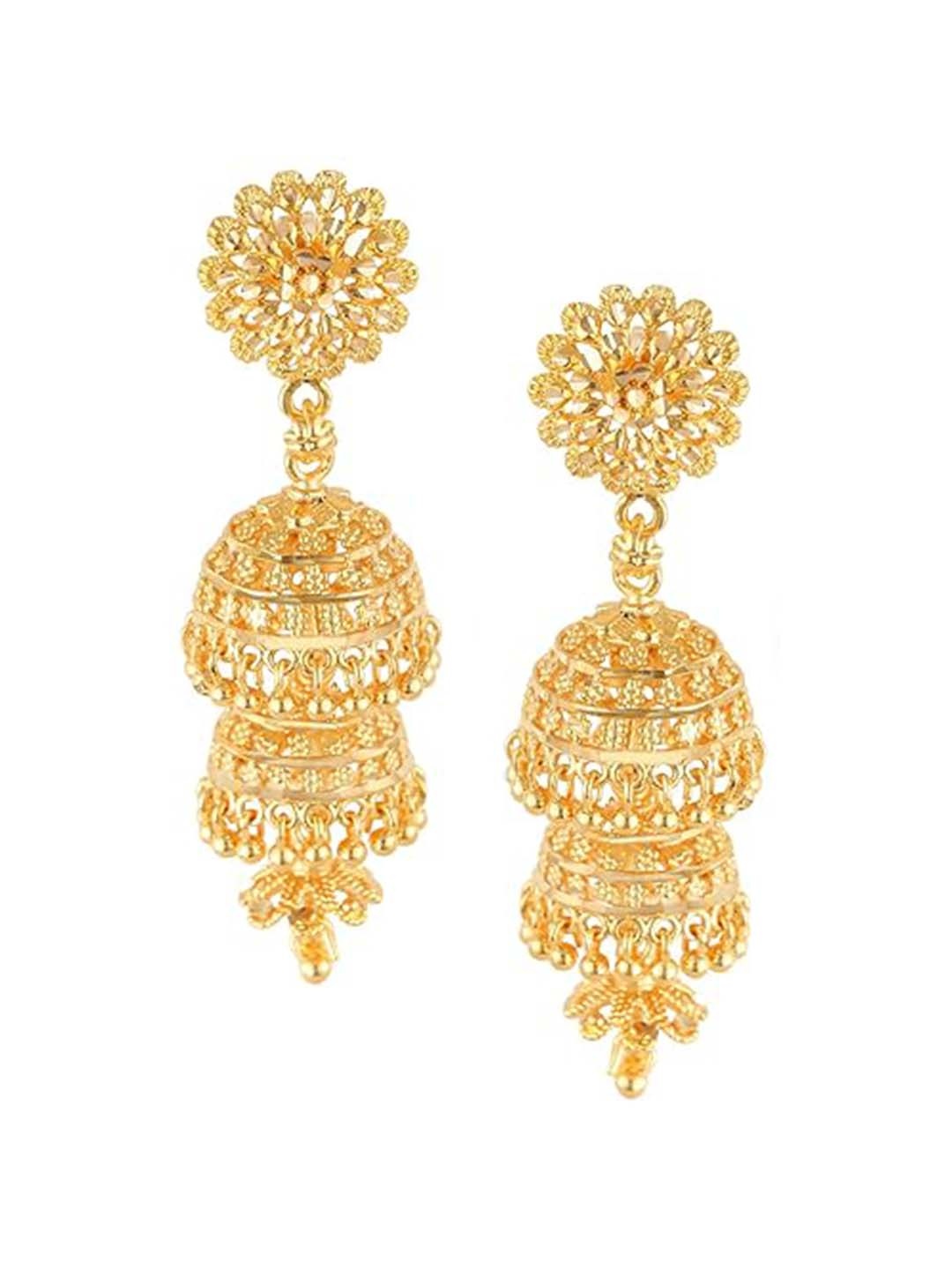 

Vighnaharta Gold-Plated Floral Jhumkas