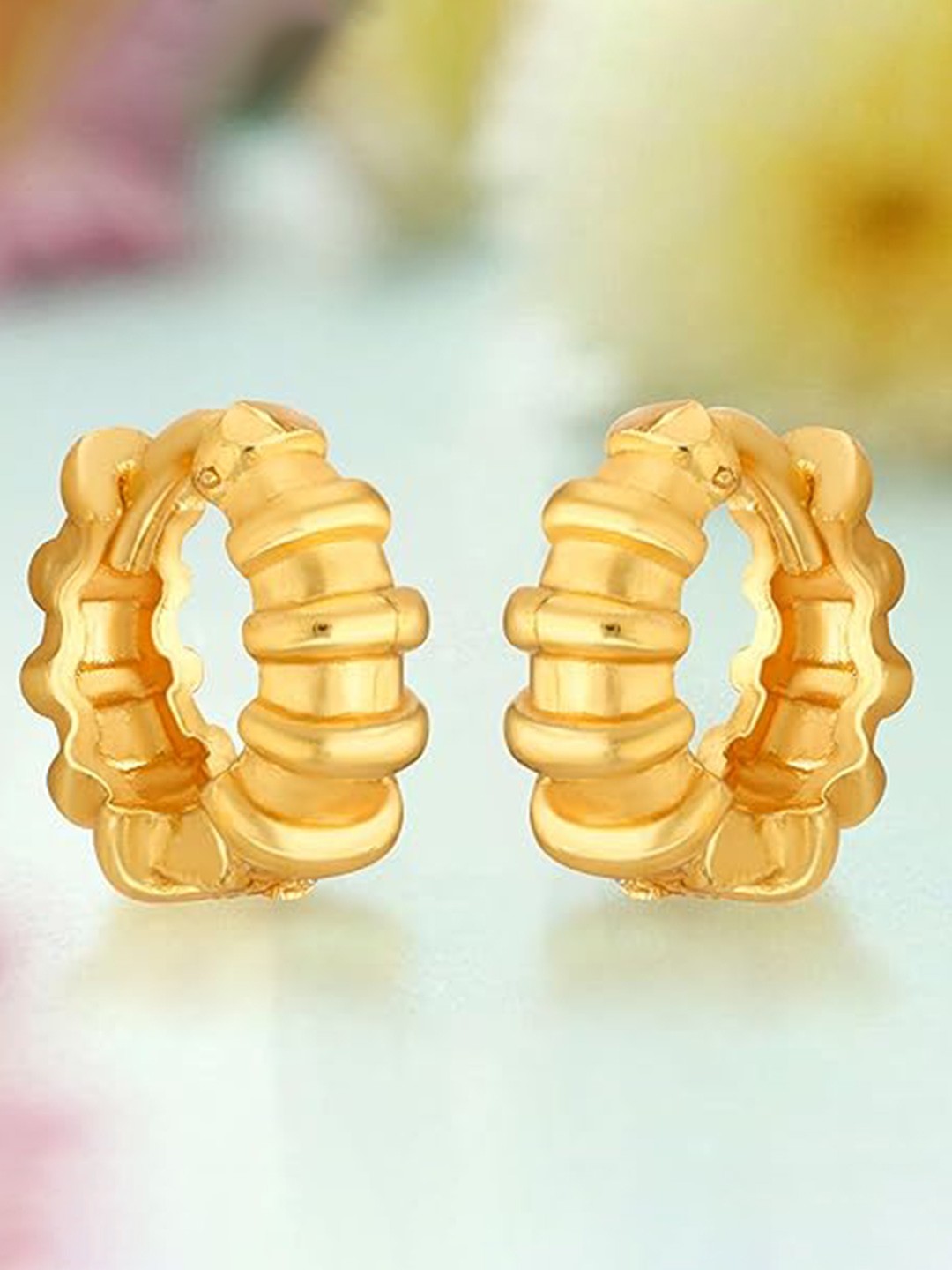 

Vighnaharta Gold-Plated Contemporary Hoop Earrings