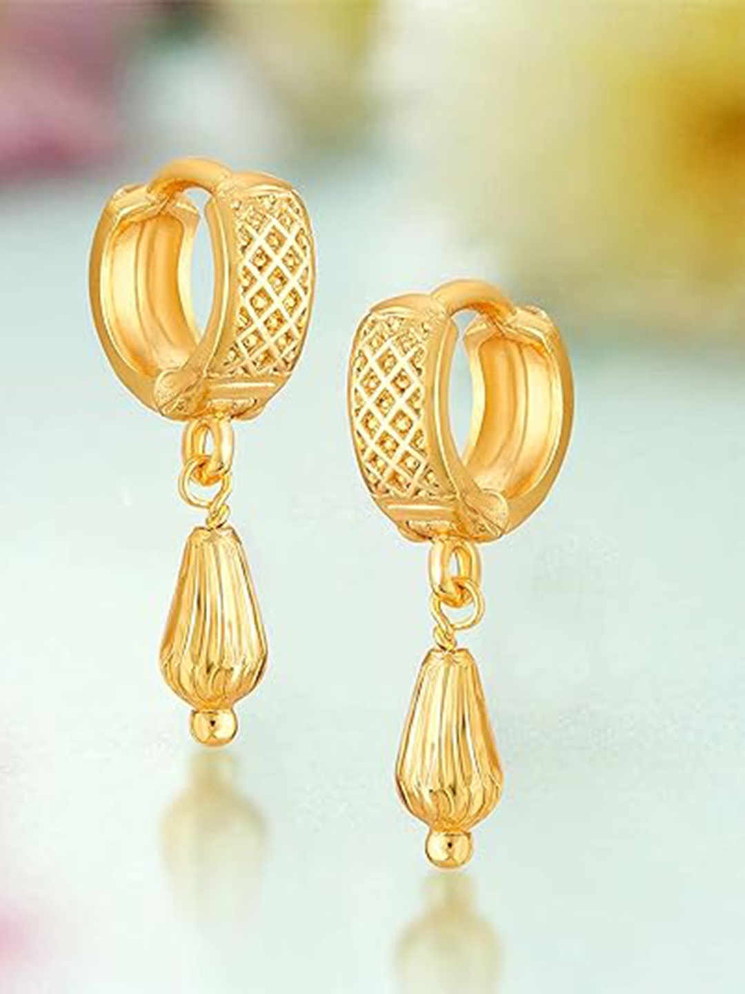 

Vighnaharta Gold-Plated Floral Hoop Earrings