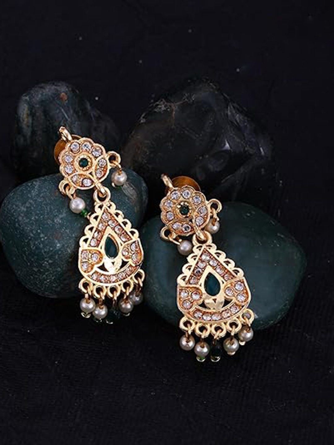 

Vighnaharta Gold-Plated Floral Drop Earrings