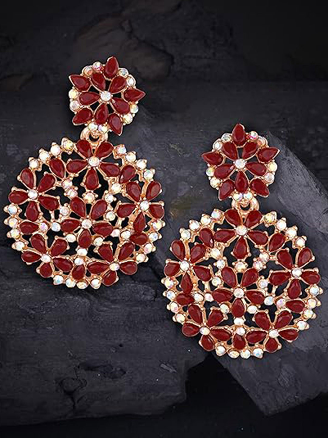 

Vighnaharta Gold-Plated Cubic Zirconia Contemporary Drop Earrings