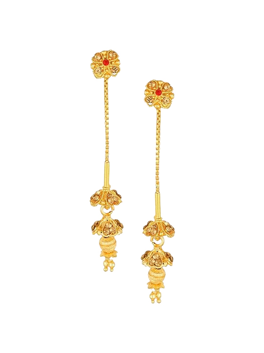 

Vighnaharta Gold Plated Floral Shaped Drop Earrings