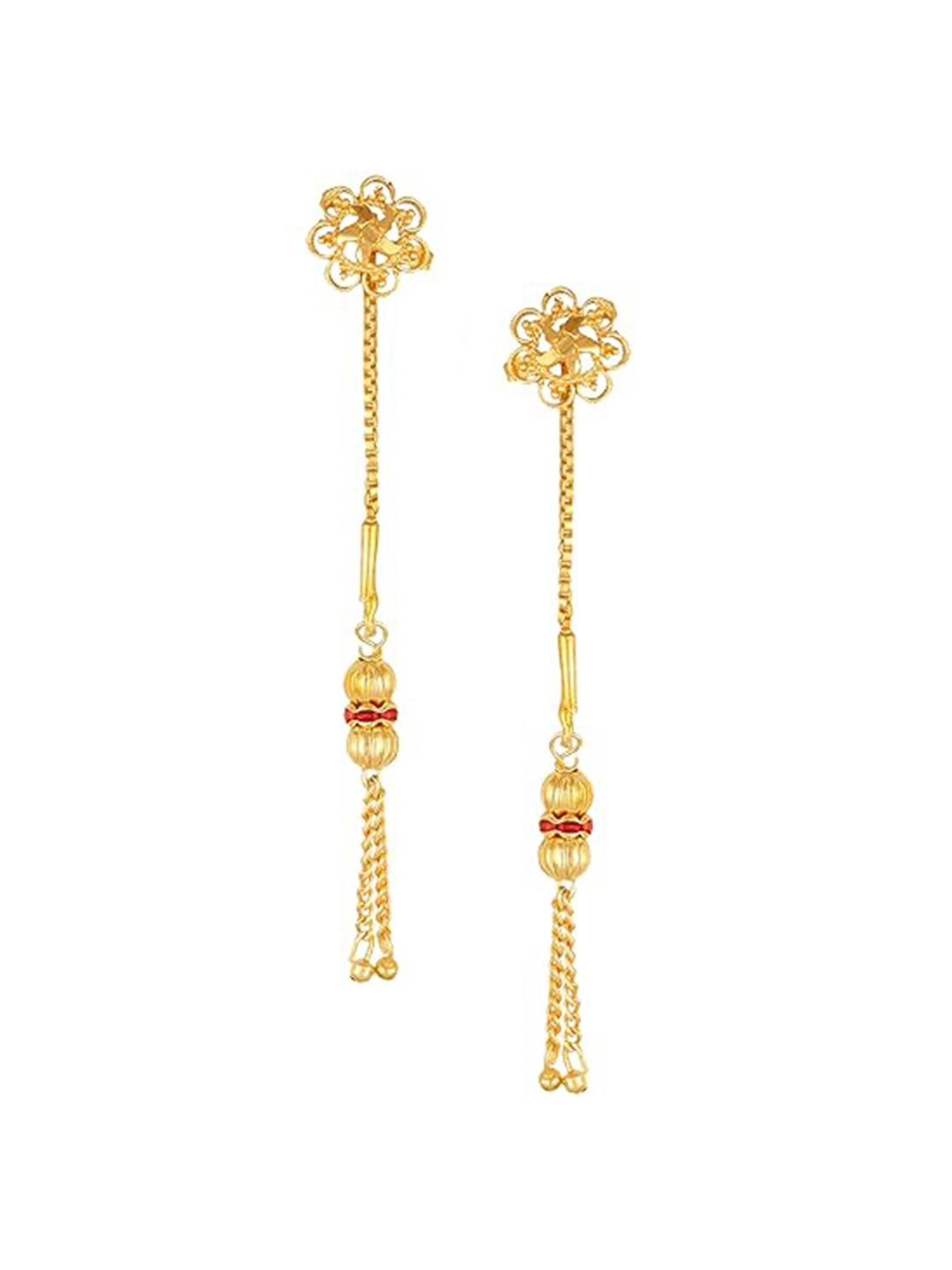 

Vighnaharta Gold Plated Floral Shaped Suidhaga Drop Earrings