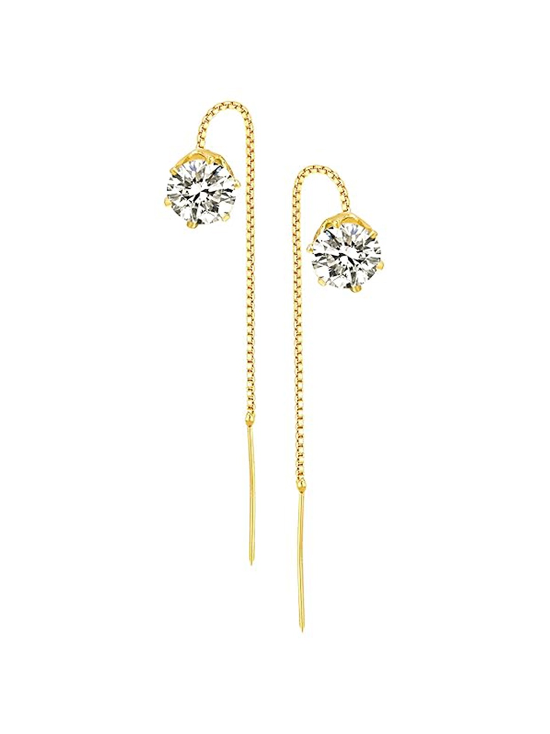 

Vighnaharta Gold-Plated Cubic Zirconia Studded Drop Earrings