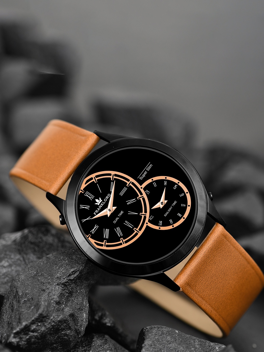 

Franklord Men Round Shaped Leather Analogue Watch F-129 SBG, Black