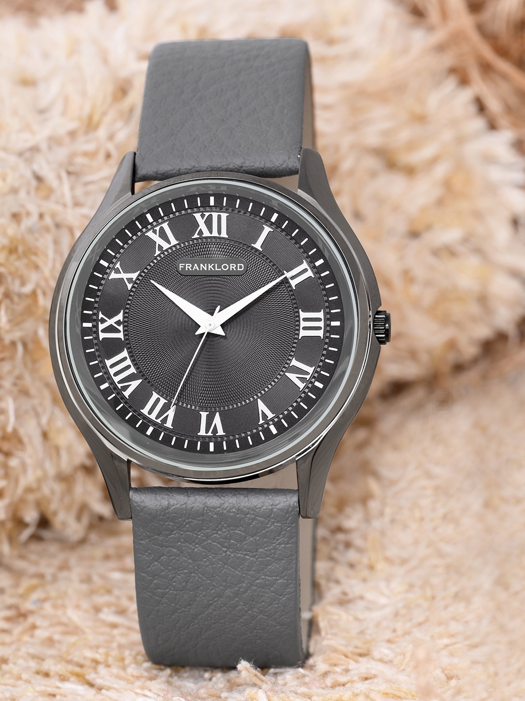 

Franklord Men Round Shaped Leather Straps Analogue Watch F-143 GRGG, Grey