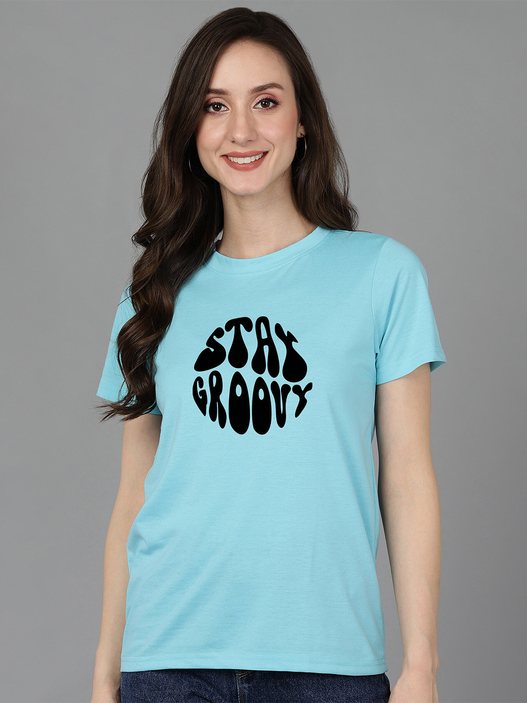 

Adyavastram Typography Printed Round Neck Short Sleeves Cotton Regular T-shirt, Blue