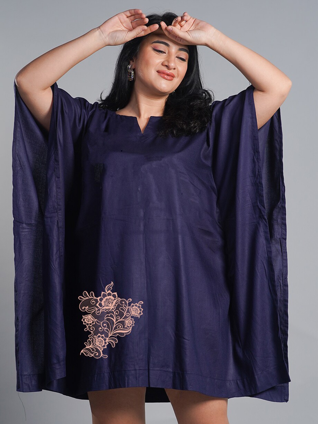 

LetsDressUp Graphic Printed Kaftan Nightdress, Navy blue