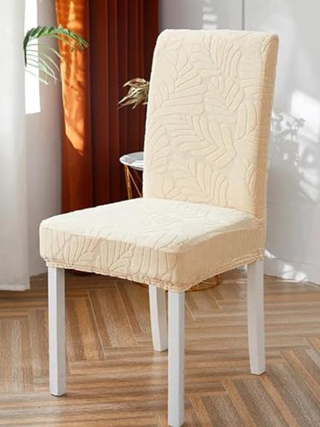 

HOUSE OF QUIRK Beige 2 Pieces Jacquard Stretchable Self Design Chair Covers