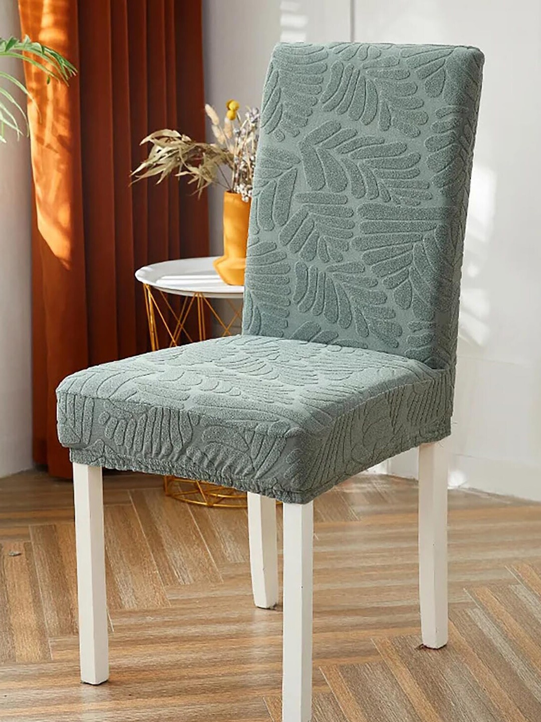 

HOUSE OF QUIRK Green Self Design Jacquard Stretchable Chair Cover