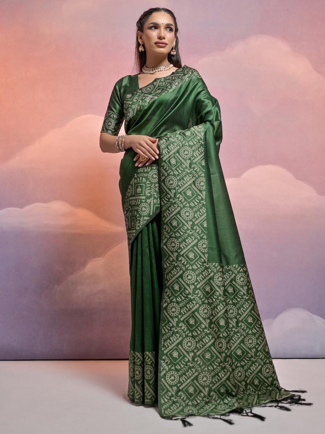 

KARAGIRI Woven Design Zari Saree, Green