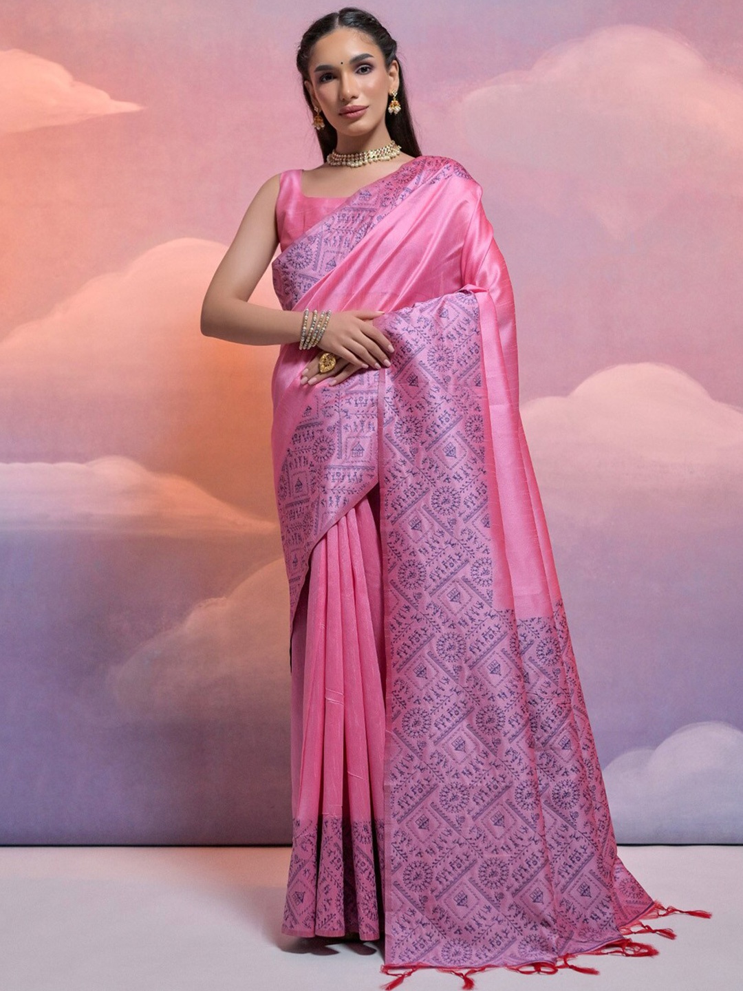 

KARAGIRI Woven Design Saree, Pink