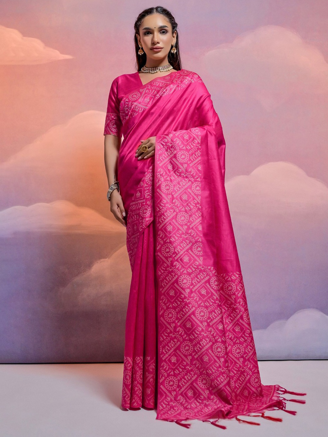 

KARAGIRI Woven Design Saree, Pink