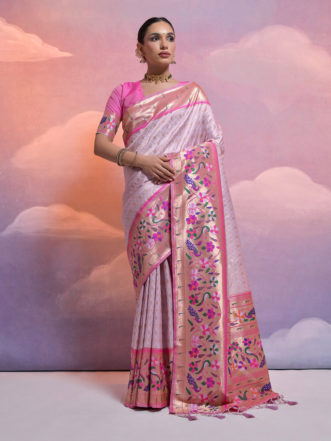 

KARAGIRI Ethnic Motifs Woven Design Zari Paithani Saree, Purple
