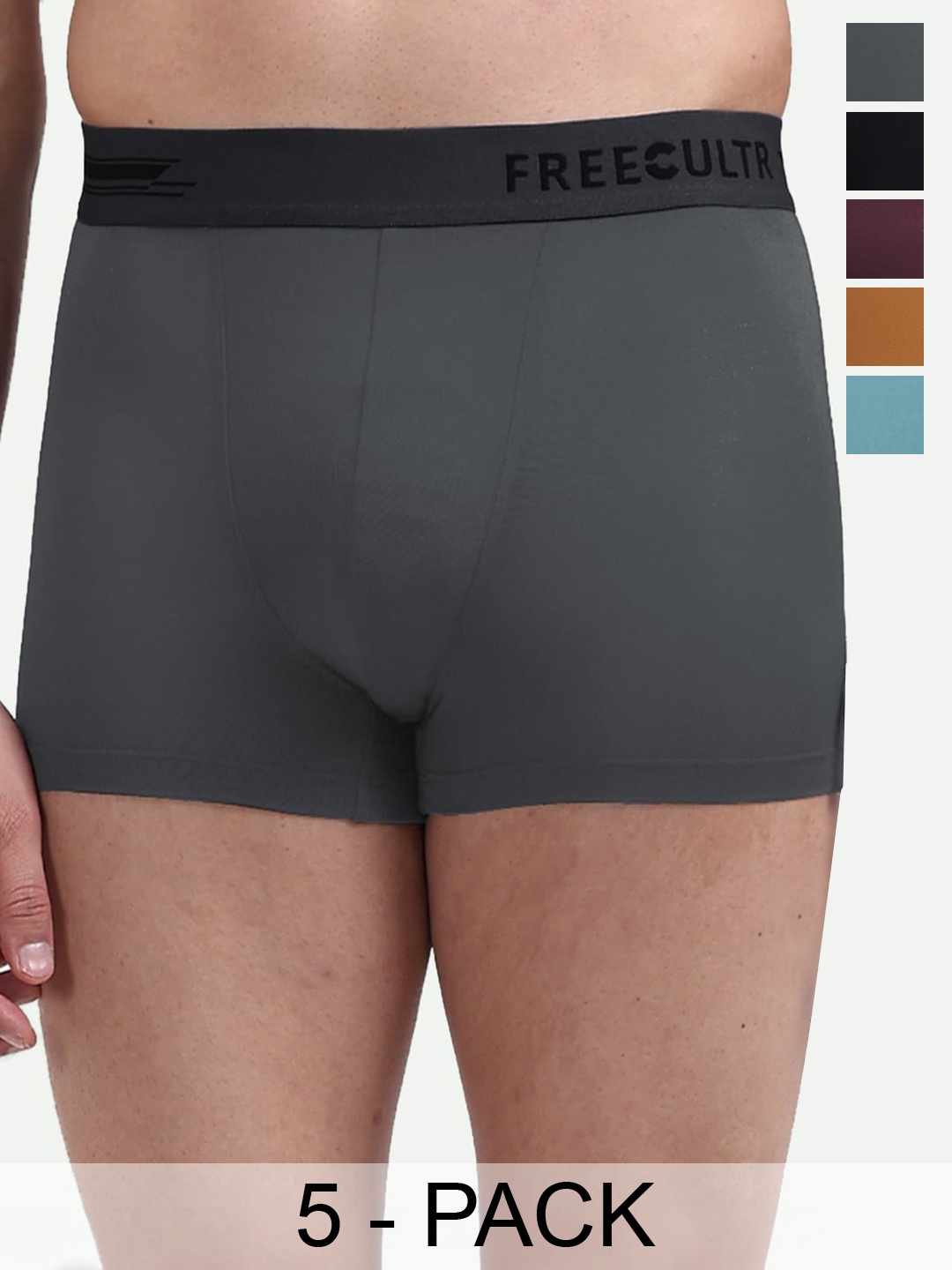 

FREECULTR Pack Of 5 Anti Bacterial Modal Trunk, Black