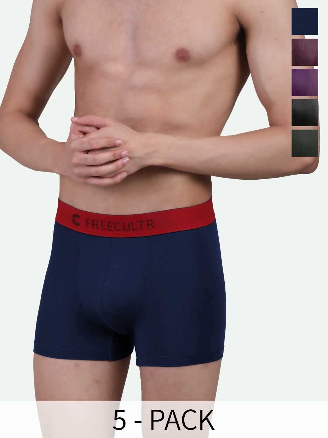 

FREECULTR Pack Of 5 Anti Bacterial Modal Trunk, Burgundy