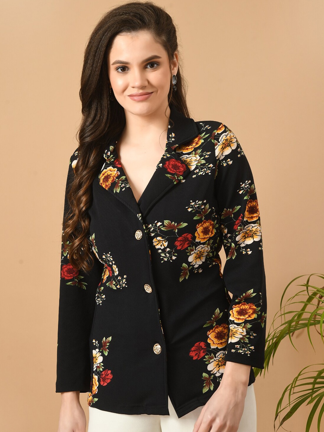 

Moshe Women Printed Button Shrug, Black