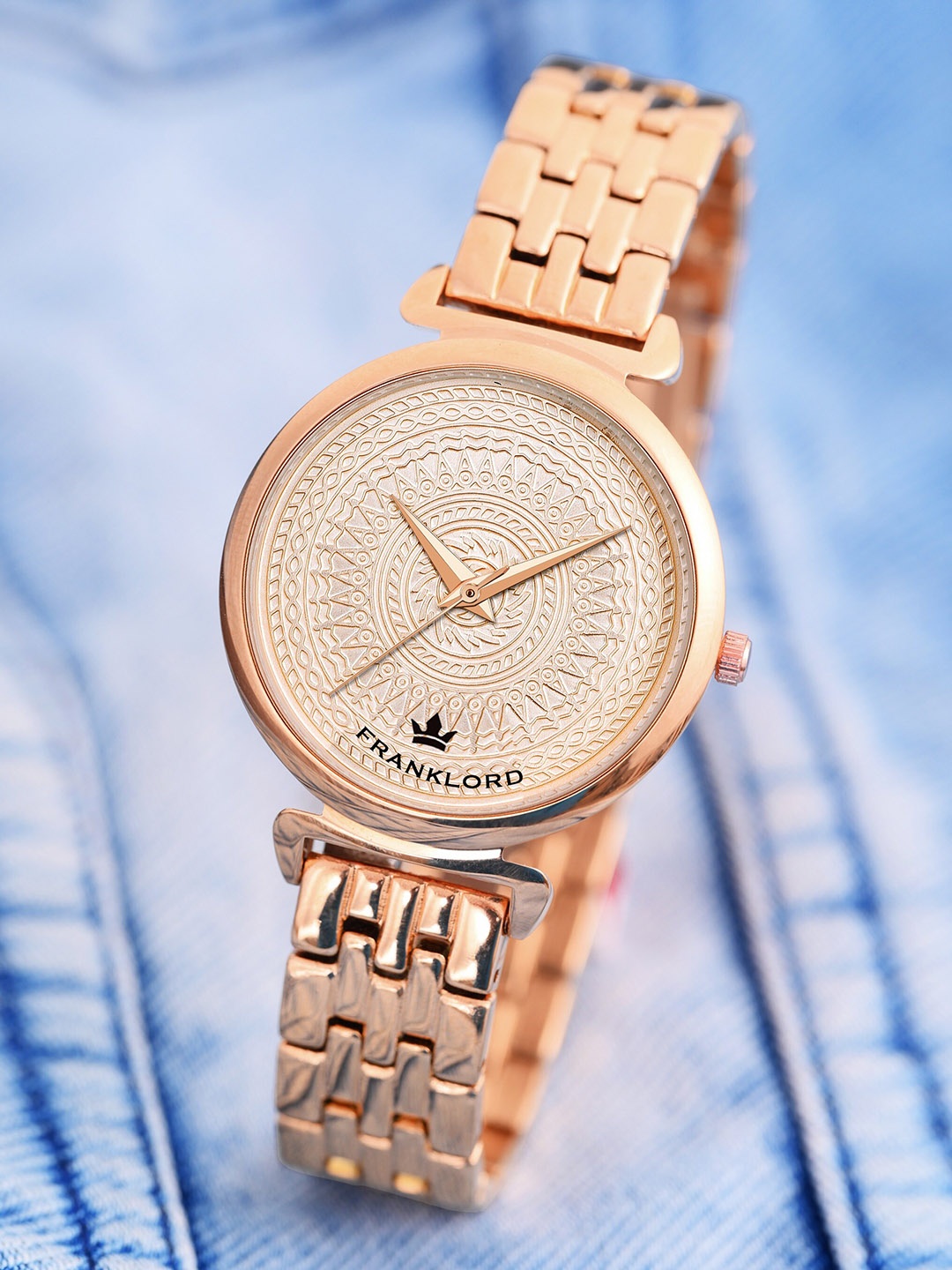 

Franklord Women Embellished Stainless Steel Straps Analogue Watch F-115 RTL, Gold