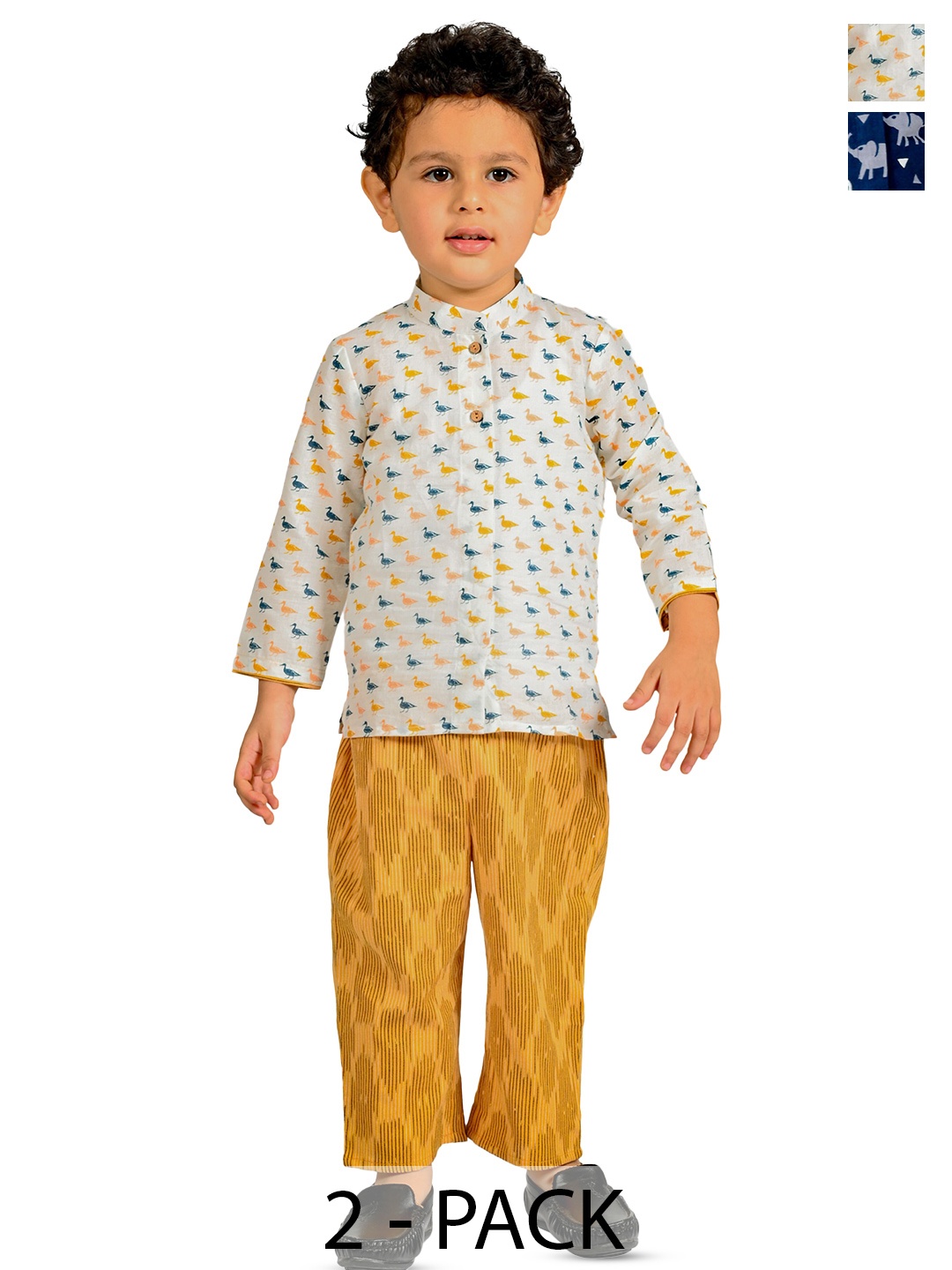 

Tiny Bunnies Pack Of 2 Boys Printed Pure Cotton Clothing Sets, White