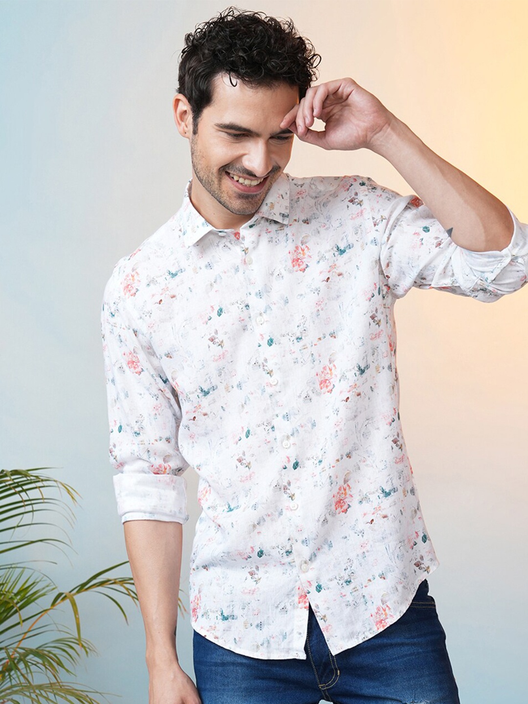 

Crocodile Comfort Printed Cotton Casual Shirt, White