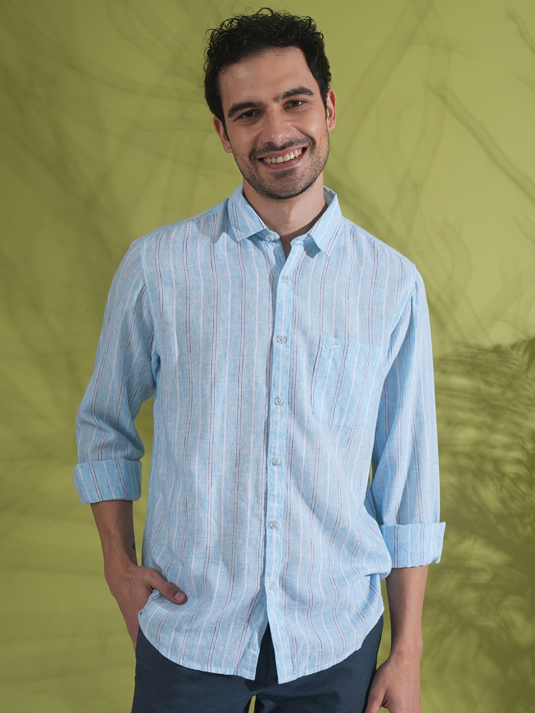 

Crocodile Comfort Vertical Striped Casual Shirt, Blue