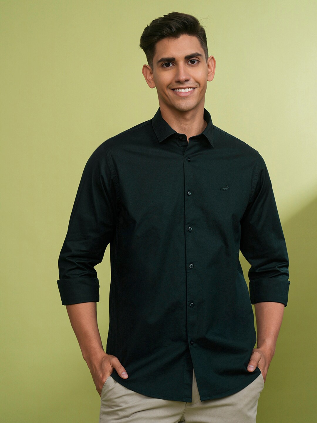 

Crocodile Comfort Cotton Casual Shirt, Green