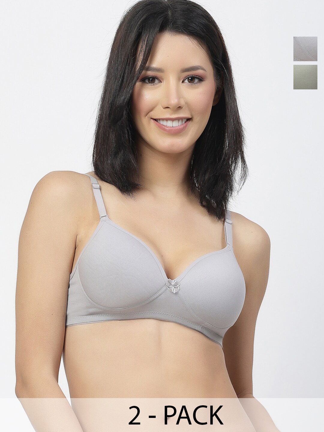 

Floret Bra Medium Coverage Lightly Padded Push-Up Bra With All Day Comfort, Green