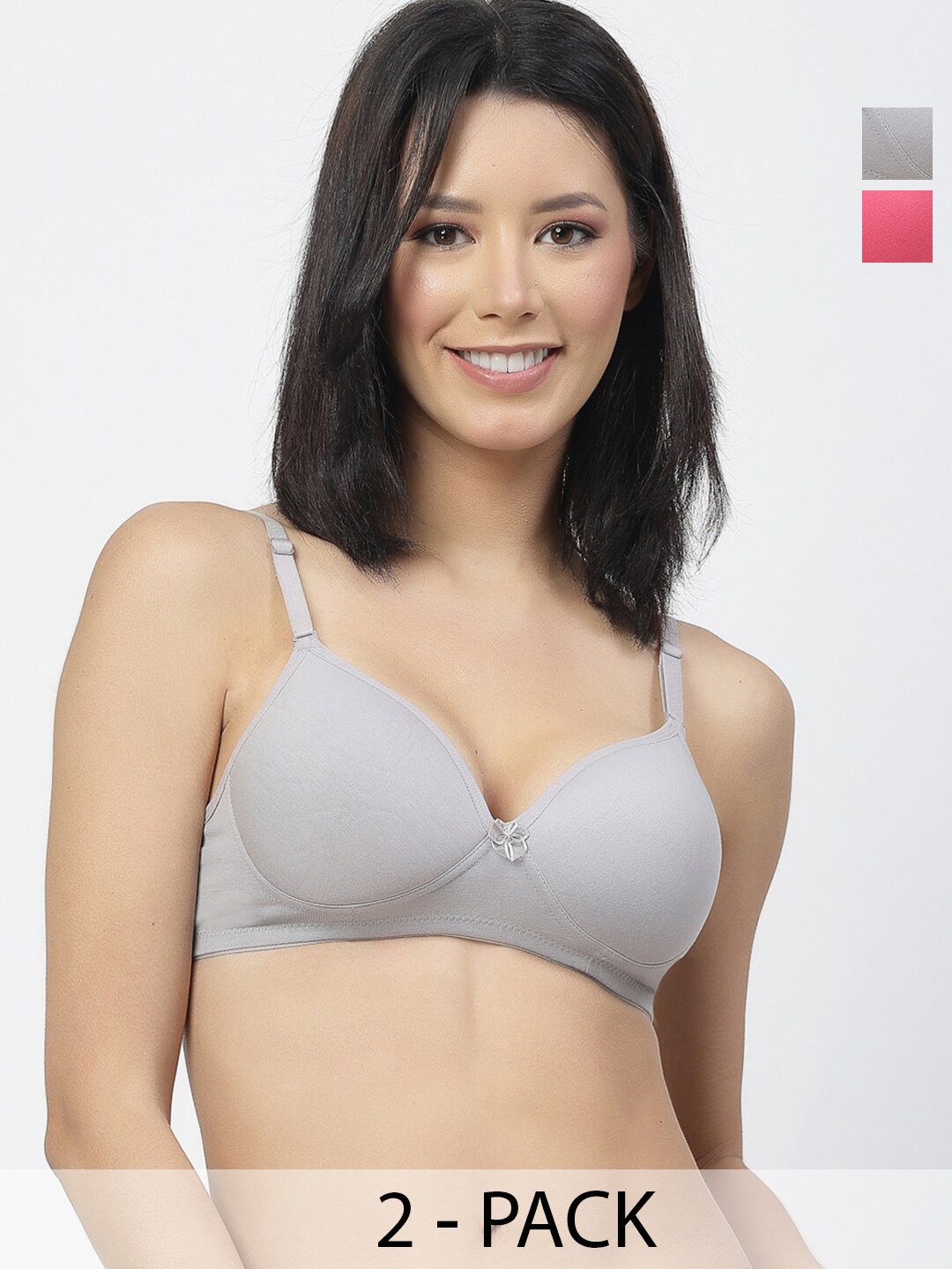

Floret Pack Of 2 Push-Up Bra Medium Coverage Lightly Padded All Day Comfort High Support, Pink