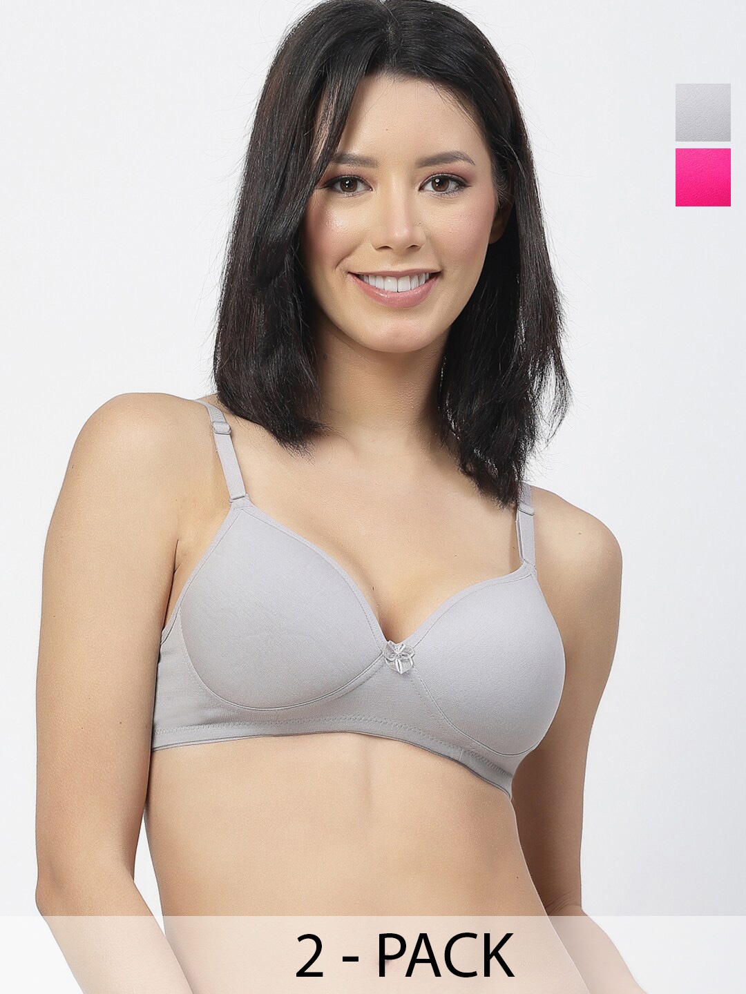 

Floret Pack Of 2 Push-Up Bra Medium Coverage Lightly Padded All Day Comfort High Support, Magenta