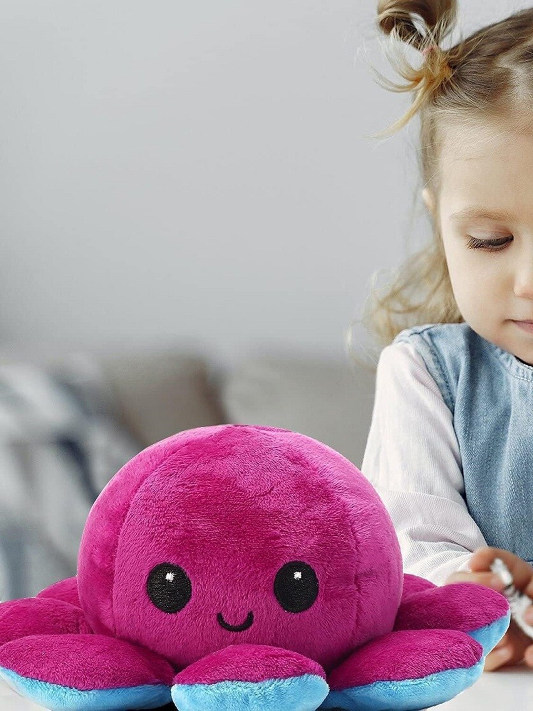 

CareDone Microfibre Reversible Octopus Cotton Soft Toys and Dolls, Pink