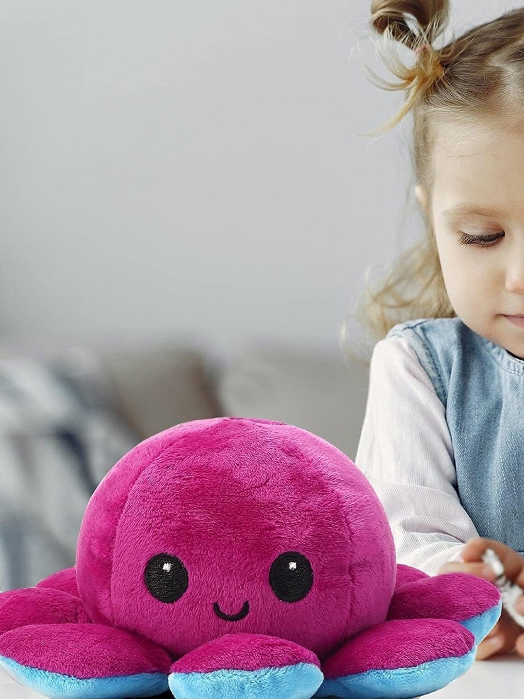 

CareDone Microfibre Reversible Octopus Cotton Soft Toys and Dolls, Pink