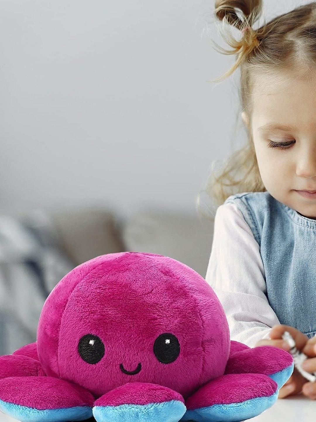 

CareDone Microfibre Reversible Octopus Cotton Soft Toys and Dolls, Blue